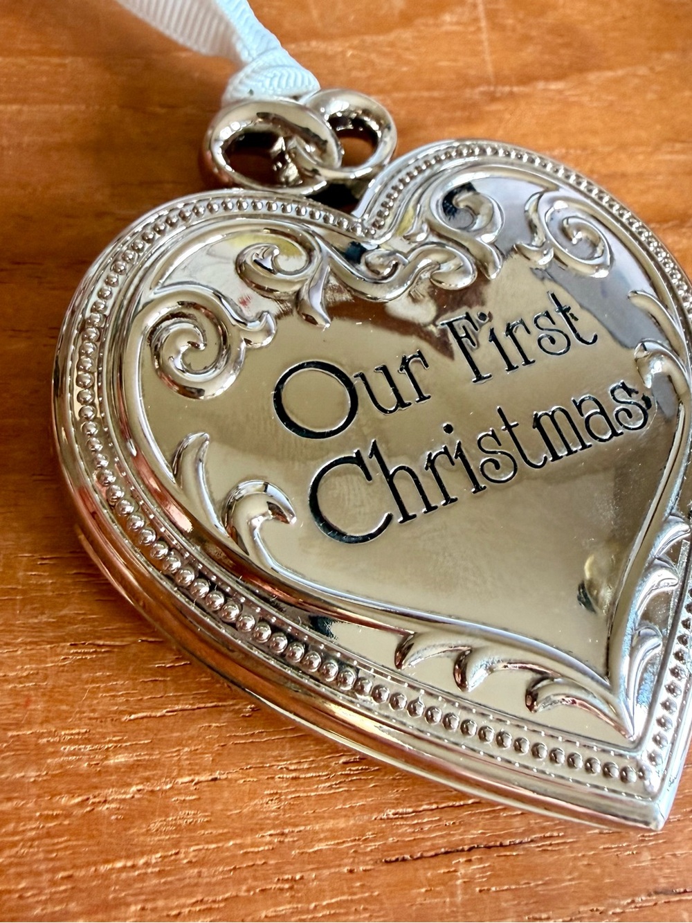 NWT Things Remembered Silver Heart "Our First Christmas" Ornament